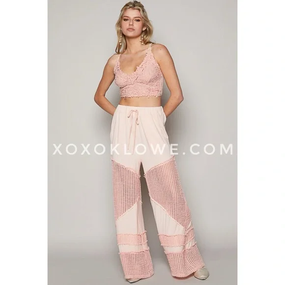 POL Blush Pink Flowy Wide Leg Rayon Jersey Palazzo Pants - Picture 8 of 11